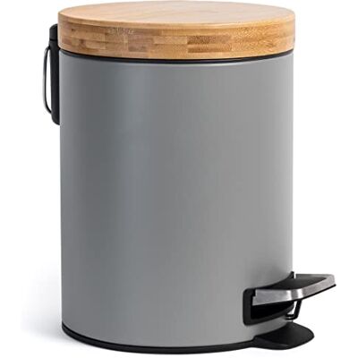 Kazai. ® Design badkamerafvalemmer 5 liter – hoogwaardig bamboe zachte sluiting vuilafstotend grijs Kazai. ® Design badkamerafvalemmer 5 liter – hoogwaardig bamboe zachte sluiting vuilafstotend grijs