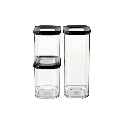 Mepal Set van 3 Modula voedselbewaardozen, keukendoos met deksel, keukenopslag, stapelbaar en luchtdicht, 1 x 2000 ml en 2 x 1000 ml, zwart Mepal Set van 3 Modula voedselbewaardozen, keukendoos met deksel, keukenopslag, stapelbaar en luchtdicht, 1 x 2000 ml en 2 x 1000 ml, zwart
