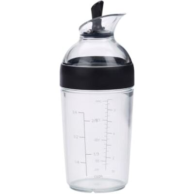 OXO Good Grips Compacte dressingshaker, salade-shaker transparante fles, zwart Good Grips Boîte à vinaigrette avec graduations OXO Good Grips Compacte dressingshaker, salade-shaker transparante fles, zwart Good Grips Boîte à vinaigrette avec graduations