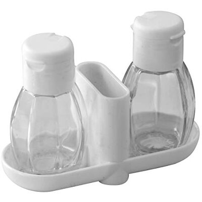 Fackelmann Menage 47310 zout- en peperstrooier, glas, 55 x 55 x 25 cm, wit Fackelmann Menage 47310 zout- en peperstrooier, glas, 55 x 55 x 25 cm, wit