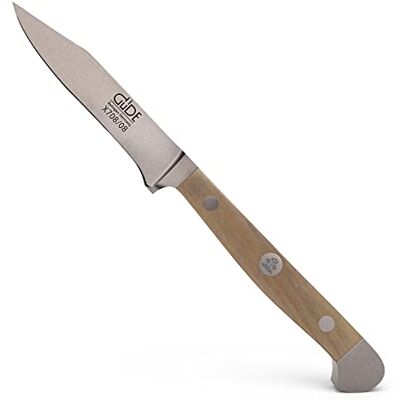Güde Solingen groentemes, gesmeed, 8 cm, olijfhout, ALPHA OLIVE, dubbele druppels, handgemaakt in Duitsland Güde Solingen groentemes, gesmeed, 8 cm, olijfhout, ALPHA OLIVE, dubbele druppels, handgemaakt in Duitsland