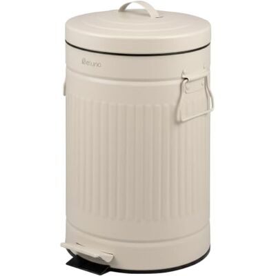 eluno Vintage keukenafvalemmer met pedaalemmer met uitneembare binnenemmer van kunststof, 12 liter (beige) eluno Vintage keukenafvalemmer met pedaalemmer met uitneembare binnenemmer van kunststof, 12 liter (beige)