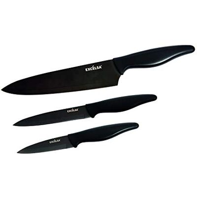 Excelsa Enjoy Home Set van 3 titanium messen, zwart Excelsa Enjoy Home Set van 3 titanium messen, zwart
