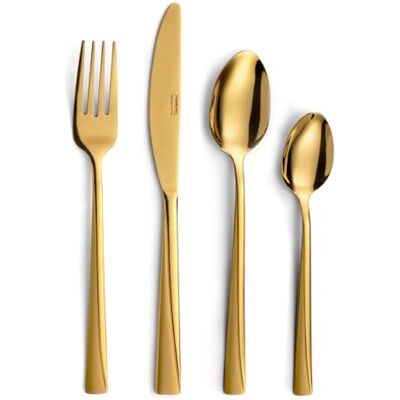 Pradel Essentiel Bestekset 24-delig tafelbestek voor 6 personen – absoluut – roestvrij staal 18/0, standaard afwerking en gezandstraald + PVD-coating – goud (dikte 2 mm) Pradel Essentiel Bestekset 24-delig tafelbestek voor 6 personen – absoluut – roestvrij staal 18/0, standaard afwerking en gezandstraald + PVD-coating – goud (dikte 2 mm)