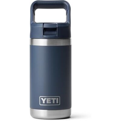 YETI Rambler Jr kinderfles, vacuüm geïsoleerde roestvrijstalen fles met rietjesdop, marineblauw, 355 ml YETI Rambler Jr kinderfles, vacuüm geïsoleerde roestvrijstalen fles met rietjesdop, marineblauw, 355 ml