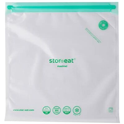 mastrad Stor'eat Smart Bag – Herbruikbare vacuümzakken – Behoudt voedingsstoffen – Gezond koken – 10-26 x 28 cm – 3 l mastrad Stor'eat Smart Bag – Herbruikbare vacuümzakken – Behoudt voedingsstoffen – Gezond koken – 10-26 x 28 cm – 3 l