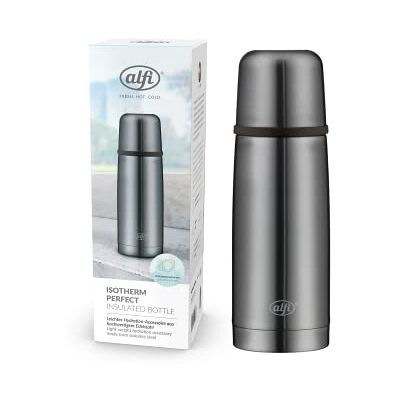 ALFI ISOTHERM PERFECT AV Thermosfles van roestvrij staal, 350 ml, koudgrijs, met beker, volledig lekvrij, met automatische sluiting, demonteerbaar, houdt 12 uur warm, zonder ALFI ISOTHERM PERFECT AV Thermosfles van roestvrij staal, 350 ml, koudgrijs, met beker, volledig lekvrij, met automatische sluiting, demonteerbaar, houdt 12 uur warm, zonder