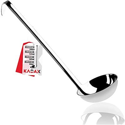 KADAX Hoogwaardige roestvrijstalen soeplepel met standaard, sauslepel met lange en ergonomische handgreep, pollepel, gietlepel, keukengerei, zilver (8 cm/100 ml) KADAX Hoogwaardige roestvrijstalen soeplepel met standaard, sauslepel met lange en ergonomische handgreep, pollepel, gietlepel, keukengerei, zilver (8 cm/100 ml)