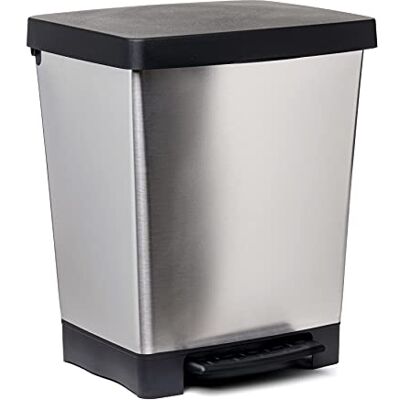 TATAY Cubik Deco Keukenafvalemmer met pedaal, 21 l, 33,5 x 30 x 39 cm Vuilnisbak voor keuken, pedaal, voor zakken van 20 tot 30 l, robuuste kunststof, 33,5 x 30 x 39 cm, binnen TATAY Cubik Deco Keukenafvalemmer met pedaal, 21 l, 33,5 x 30 x 39 cm Vuilnisbak voor keuken, pedaal, voor zakken van 20 tot 30 l, robuuste kunststof, 33,5 x 30 x 39 cm, binnen