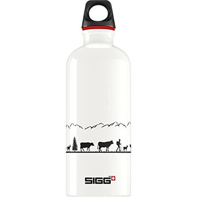 Sigg Zwitserse waterfles (0,6 L), vervuilingsvrije en lekvrije metalen fles, lichtgewicht en stevige aluminium fles met schroefdop Sigg Zwitserse waterfles (0,6 L), vervuilingsvrije en lekvrije metalen fles, lichtgewicht en stevige aluminium fles met schroefdop