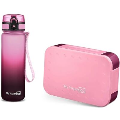 My Vesperbox Mini Lite Set Bento Box en drinkfles 750 ml Lunchbox met variabele vakken Lunchbox voor kinderen Lekvrij BPA-vrij Ideaal voor school en school My Vesperbox Mini Lite Set Bento Box en drinkfles 750 ml Lunchbox met variabele vakken Lunchbox voor kinderen Lekvrij BPA-vrij Ideaal voor school en school