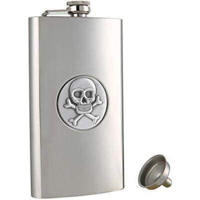 TOX TANEAXON TANEAXON Whiskyfles met trechter en doos, doodshoofd, 355 ml, roestvrij staal, lekvrij TOX TANEAXON TANEAXON Whiskyfles met trechter en doos, doodshoofd, 355 ml, roestvrij staal, lekvrij