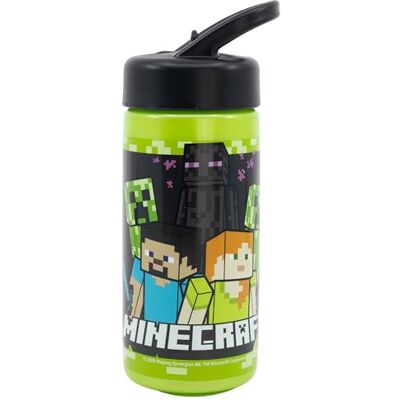 Stor Minecraft Bouteille d'eau de sport avec paille et poignée intégrée de 410 ml Stor Minecraft Bouteille d'eau de sport avec paille et poignée intégrée de 410 ml