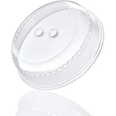 Kerafactum Deksel voor magnetron, deksel voor magnetron, diameter 26 cm, aromabescherming, deksel voor magnetron, deksel met dubbel greepgat Kerafactum Deksel voor magnetron, deksel voor magnetron, diameter 26 cm, aromabescherming, deksel voor magnetron, deksel met dubbel greepgat