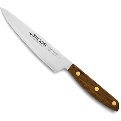 Arcos Keukenmes 6 inch van roestvrij staal, professioneel keukenmes voor de keuken, handvat van 100% natuurlijk Ovengkol-hout Fsc en lemmet van 160 mm, serie Nordika, Arcos Keukenmes 6 inch van roestvrij staal, professioneel keukenmes voor de keuken, handvat van 100% natuurlijk Ovengkol-hout Fsc en lemmet van 160 mm, serie Nordika,