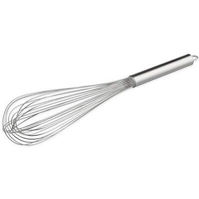 Thermohauser 45 cm lange roestvrijstalen garde met roestvrijstalen handgreep en ophanghaak, met 24 gespen, roestvrijstalen handgreep Thermohauser 45 cm lange roestvrijstalen garde met roestvrijstalen handgreep en ophanghaak, met 24 gespen, roestvrijstalen handgreep