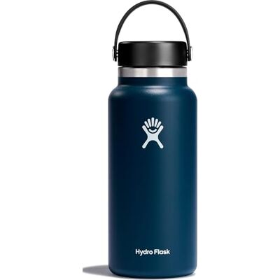 Hydro Flask W32BTS464 Vacuüm geïsoleerde roestvrijstalen waterfles met Flex Cap lekvrije dop en dubbelwandige gespsluiting, herbruikbare BPA-vrije fles, brede opening, indigoblauw Hydro Flask W32BTS464 Vacuüm geïsoleerde roestvrijstalen waterfles met Flex Cap lekvrije dop en dubbelwandige gespsluiting, herbruikbare BPA-vrije fles, brede opening, indigoblauw