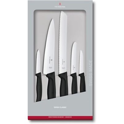 Victorinox Swiss Classic keukengarnituur met ergonomische handgreep en roestvrije stalen klink, 5-delig Victorinox Swiss Classic keukengarnituur met ergonomische handgreep en roestvrije stalen klink, 5-delig