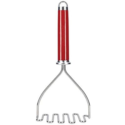 KitchenAid Kitchen Craft, aardappelstamper en andere groenten en fruit, handmatige aardappelpers van roestvrij staal, kersenrood KitchenAid Kitchen Craft, aardappelstamper en andere groenten en fruit, handmatige aardappelpers van roestvrij staal, kersenrood