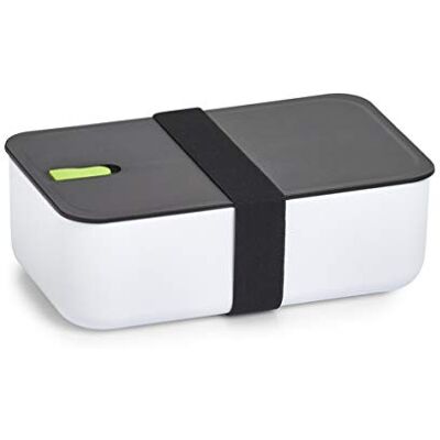 Zeller 14732 lunchbox, kunststof, circa 19 x 12 x 6,5 cm, wit/zwart/groen Zeller 14732 lunchbox, kunststof, circa 19 x 12 x 6,5 cm, wit/zwart/groen