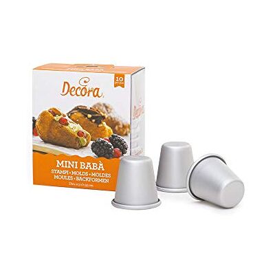 Decora 0062961 Mini Baba' bakvorm van geanodiseerd aluminium Ø 3 x Ø 2 x H 3,5 cm, zilver, afmetingen ø SUP Inf 3,5 cm, 10 stuks Decora 0062961 Mini Baba' bakvorm van geanodiseerd aluminium Ø 3 x Ø 2 x H 3,5 cm, zilver, afmetingen ø SUP Inf 3,5 cm, 10 stuks