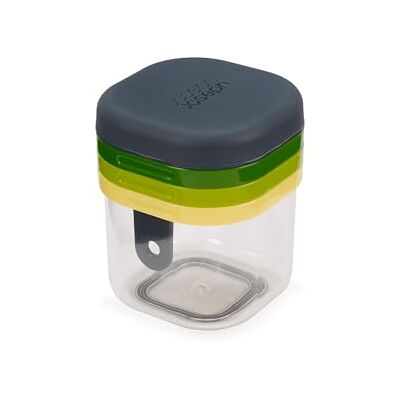 Joseph Joseph Multi-Prep Mini, handmatige multihakmolen, compacte groentesnijder met deksel, 3 messen van roestvrij staal Joseph Joseph Multi-Prep Mini, handmatige multihakmolen, compacte groentesnijder met deksel, 3 messen van roestvrij staal