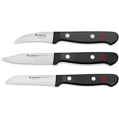 Wusthof WÜSTHOF Gourmet groentemessen, set van 3, 6 cm, 8 cm, zwart/zilver, 6 cm, 8 cm Wusthof WÜSTHOF Gourmet groentemessen, set van 3, 6 cm, 8 cm, zwart/zilver, 6 cm, 8 cm