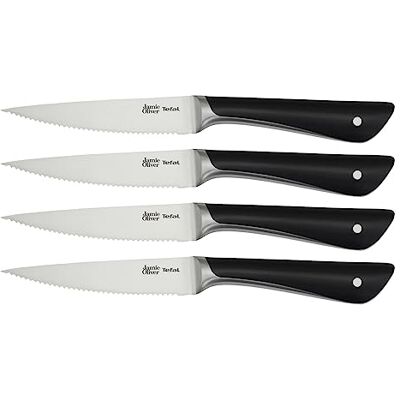 Tefal Jamie Oliver K2670859 Steakmessenset, 12 cm, zwart, 4 stuks Tefal Jamie Oliver K2670859 Steakmessenset, 12 cm, zwart, 4 stuks