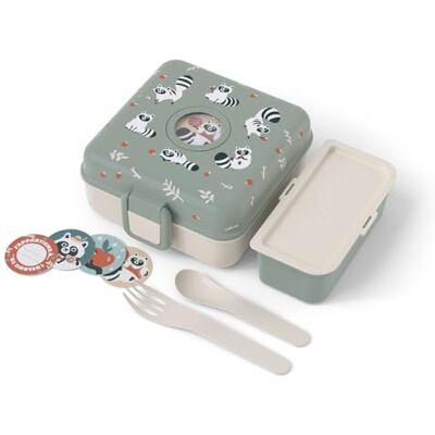 monbento Lunchbox voor kinderen met vakken Snacky groen Raccoon Broodtrommel voor hele broodjes Inclusief bestek Gepersonaliseerde lunchbox voor kinderen Ideaal voor school monbento Lunchbox voor kinderen met vakken Snacky groen Raccoon Broodtrommel voor hele broodjes Inclusief bestek Gepersonaliseerde lunchbox voor kinderen Ideaal voor school