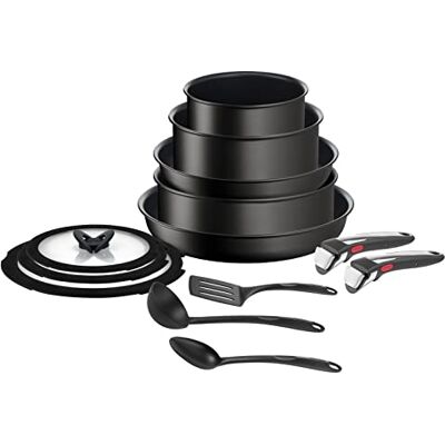 Tefal L39593 Ingenio Unlimited On 13-delige Set stapelbaar, veilige antiaanbaklaag, inductie, losse greep, veelzijdig, ruimtebesparend, stapelbaar, warmte-indicator,Zwart Tefal L39593 Ingenio Unlimited On 13-delige Set stapelbaar, veilige antiaanbaklaag, inductie, losse greep, veelzijdig, ruimtebesparend, stapelbaar, warmte-indicator,Zwart