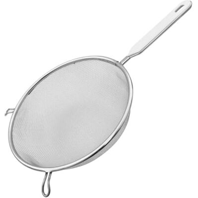 Fackelmann 42336 Roestvrijstalen zeef, 20 cm, zilver/wit Fackelmann 42336 Roestvrijstalen zeef, 20 cm, zilver/wit