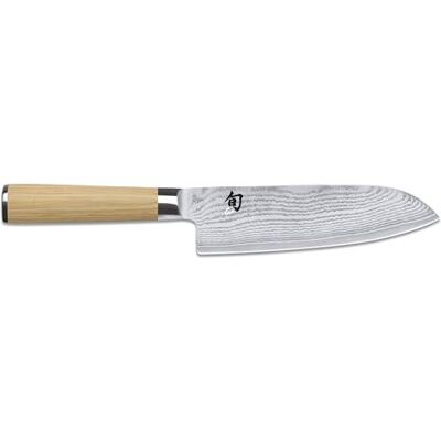 Shun KAI klassiek Santoku-mes, wit, 18 cm lemmetlengte 32 lagen VG MAX-kern 61 (±1) HRC pakka houten handvat gemaakt in Japan gesmeed Japans koksmes Shun KAI klassiek Santoku-mes, wit, 18 cm lemmetlengte 32 lagen VG MAX-kern 61 (±1) HRC pakka houten handvat gemaakt in Japan gesmeed Japans koksmes