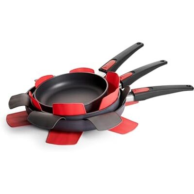 Woll pPSET1 pfannenschutz lot de 3 pièces de 35 cm de diamètre et 1 diamètre : 40 cm-rouge/gris Woll pPSET1 pfannenschutz lot de 3 pièces de 35 cm de diamètre et 1 diamètre : 40 cm-rouge/gris
