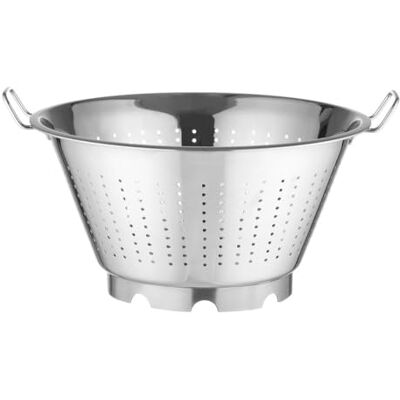 HENDI Keukenvergiet, afdruiprek, zeef voor het koken en wassen van pasta, noedels, fruit, groenten, salades, rond, geperforeerd, met bodem en 2 handgrepen, Ø 365 x (H) 185 mm, roestvrij staal HENDI Keukenvergiet, afdruiprek, zeef voor het koken en wassen van pasta, noedels, fruit, groenten, salades, rond, geperforeerd, met bodem en 2 handgrepen, Ø 365 x (H) 185 mm, roestvrij staal