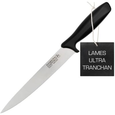 Rio Essentials 8007 Range 8" snijmes van licht roestvrij staal met zwart handvat, enkele plank Rio Essentials 8007 Range 8" snijmes van licht roestvrij staal met zwart handvat, enkele plank