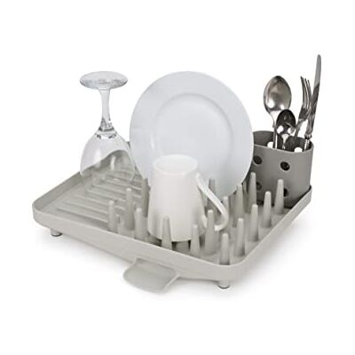 Joseph Joseph Duo Compact afdruiprek, afdruiprek voor keuken met gebruiksvoorwerpenpot en afdruipuitloop, grijs Joseph Joseph Duo Compact afdruiprek, afdruiprek voor keuken met gebruiksvoorwerpenpot en afdruipuitloop, grijs