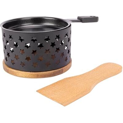 Cosy & Trendy Ronde raclette van roestvrij staal + 1 spatel, 1 persoon, zwart Cosy & Trendy Ronde raclette van roestvrij staal + 1 spatel, 1 persoon, zwart