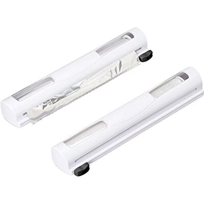 Relaxdays Set van 2 HBT capsulesnijders, 5 x 37 x 8 cm, magnetische dispenser voor verse folie en aluminium, wit Relaxdays Set van 2 HBT capsulesnijders, 5 x 37 x 8 cm, magnetische dispenser voor verse folie en aluminium, wit