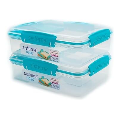 Sistema Lunchbox Snack Duo To Go 975 ml mintkleur, 2 stuks Sistema Lunchbox Snack Duo To Go 975 ml mintkleur, 2 stuks