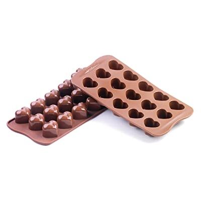 silikomart 22.101.77.0065 SCG01 bakvorm voor chocolade, hartvorm, 15 bakjes, siliconen, bruin silikomart 22.101.77.0065 SCG01 bakvorm voor chocolade, hartvorm, 15 bakjes, siliconen, bruin