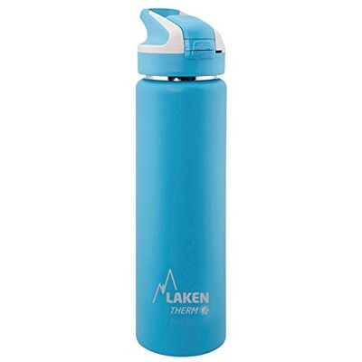 LAKEN herbruikbare thermische fles top van roestvrij staal met automatische dop en veiligheidssluiting, 750 ml, lichtblauw LAKEN herbruikbare thermische fles top van roestvrij staal met automatische dop en veiligheidssluiting, 750 ml, lichtblauw