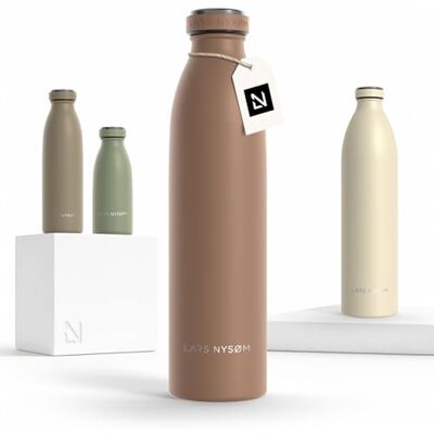 LARS NYSØM Drinkfles van roestvrij staal, thermosfles, waterdichte drinkfles voor sporten, fietsen, kinderen, bruin (Mocha Brown, 750 ml) LARS NYSØM Drinkfles van roestvrij staal, thermosfles, waterdichte drinkfles voor sporten, fietsen, kinderen, bruin (Mocha Brown, 750 ml)