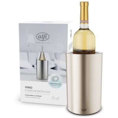 ALFI Vino, Gepolijste roestvrijstalen flessenkoeler voor flessen van 0,70 tot 1 l, wijnkoeler, champagnekoeler, koel, condensvrij en ijsblokjes, vaatwasmachinebestendig, BPA-vrij ALFI Vino, Gepolijste roestvrijstalen flessenkoeler voor flessen van 0,70 tot 1 l, wijnkoeler, champagnekoeler, koel, condensvrij en ijsblokjes, vaatwasmachinebestendig, BPA-vrij