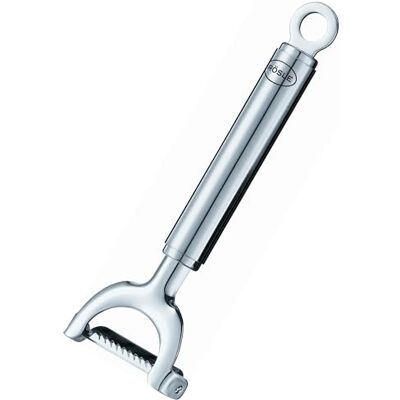 RÖSLE Julienne dunschiller, beweegbaar lemmet, hoogwaardig, ergonomische dunschiller voor groenten en fruit, roestvrij staal 18/10, zilver RÖSLE Julienne dunschiller, beweegbaar lemmet, hoogwaardig, ergonomische dunschiller voor groenten en fruit, roestvrij staal 18/10, zilver