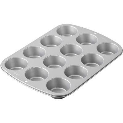 Wilton Vorm voor muffins en cupcakes van staal, antiaanbaklaag, recht, bakvorm voor 12 muffins, cupcakes, brownies, 37 x 27 x 5 cm Wilton Vorm voor muffins en cupcakes van staal, antiaanbaklaag, recht, bakvorm voor 12 muffins, cupcakes, brownies, 37 x 27 x 5 cm