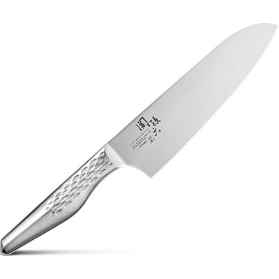 Kai Seki Magoroku Shoso Santoku 16,5 cm, roestvrij staal 5CR15MoV 56 (±1) HRC, convex, handvat van roestvrij staal 18-8 met diamantmotief, Japans koksmes, gemaakt in Japan Kai Seki Magoroku Shoso Santoku 16,5 cm, roestvrij staal 5CR15MoV 56 (±1) HRC, convex, handvat van roestvrij staal 18-8 met diamantmotief, Japans koksmes, gemaakt in Japan