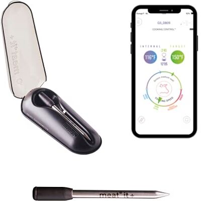 mastrad Meat°it + – kooksonde 100% draadloos – verbonden vleesthermometer – oven, barbecue, pan – temperatuurregeling – lang bereik – Bluetooth – zwart mastrad Meat°it + – kooksonde 100% draadloos – verbonden vleesthermometer – oven, barbecue, pan – temperatuurregeling – lang bereik – Bluetooth – zwart