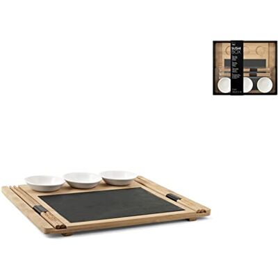 H&H Sushi Box van hout en leisteen, 9-delig, 24 x 29 cm H&H Sushi Box van hout en leisteen, 9-delig, 24 x 29 cm