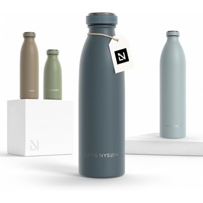 LARS NYSØM Drinkfles van roestvrij staal, 500 ml, 0,5 l, geïsoleerde waterfles, waterdichte drinkfles voor sport, fiets, kinderen, blauw (Stone Blue, 500 ml) LARS NYSØM Drinkfles van roestvrij staal, 500 ml, 0,5 l, geïsoleerde waterfles, waterdichte drinkfles voor sport, fiets, kinderen, blauw (Stone Blue, 500 ml)