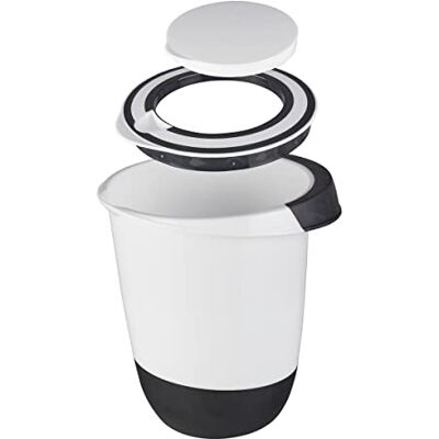 Unbekannt Mengkom met deksel, 1,5 liter, mengopening, stopbodem, spatbescherming, voorraaddoos, van polypropyleen (PP), wit en zwart Unbekannt Mengkom met deksel, 1,5 liter, mengopening, stopbodem, spatbescherming, voorraaddoos, van polypropyleen (PP), wit en zwart